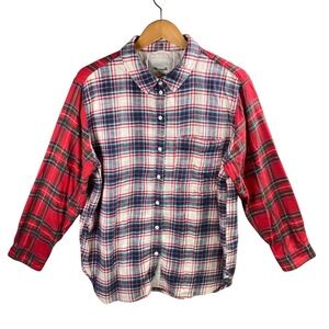 American Eagle Outfitters Plaid Flannel Shirt Red Blue White Mens Large Grunge